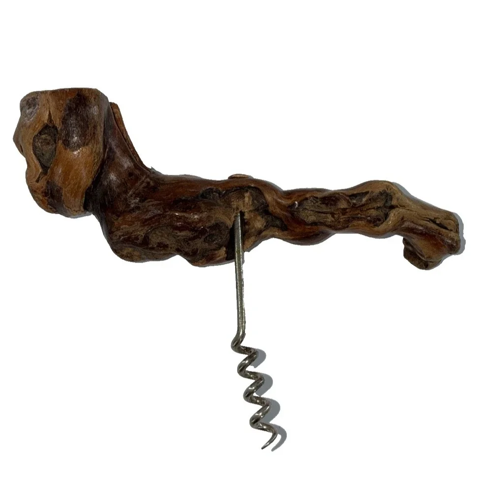 French Burl Wood Cork‎ Screw Laurent Siret Wine Opener Rustic Vintage